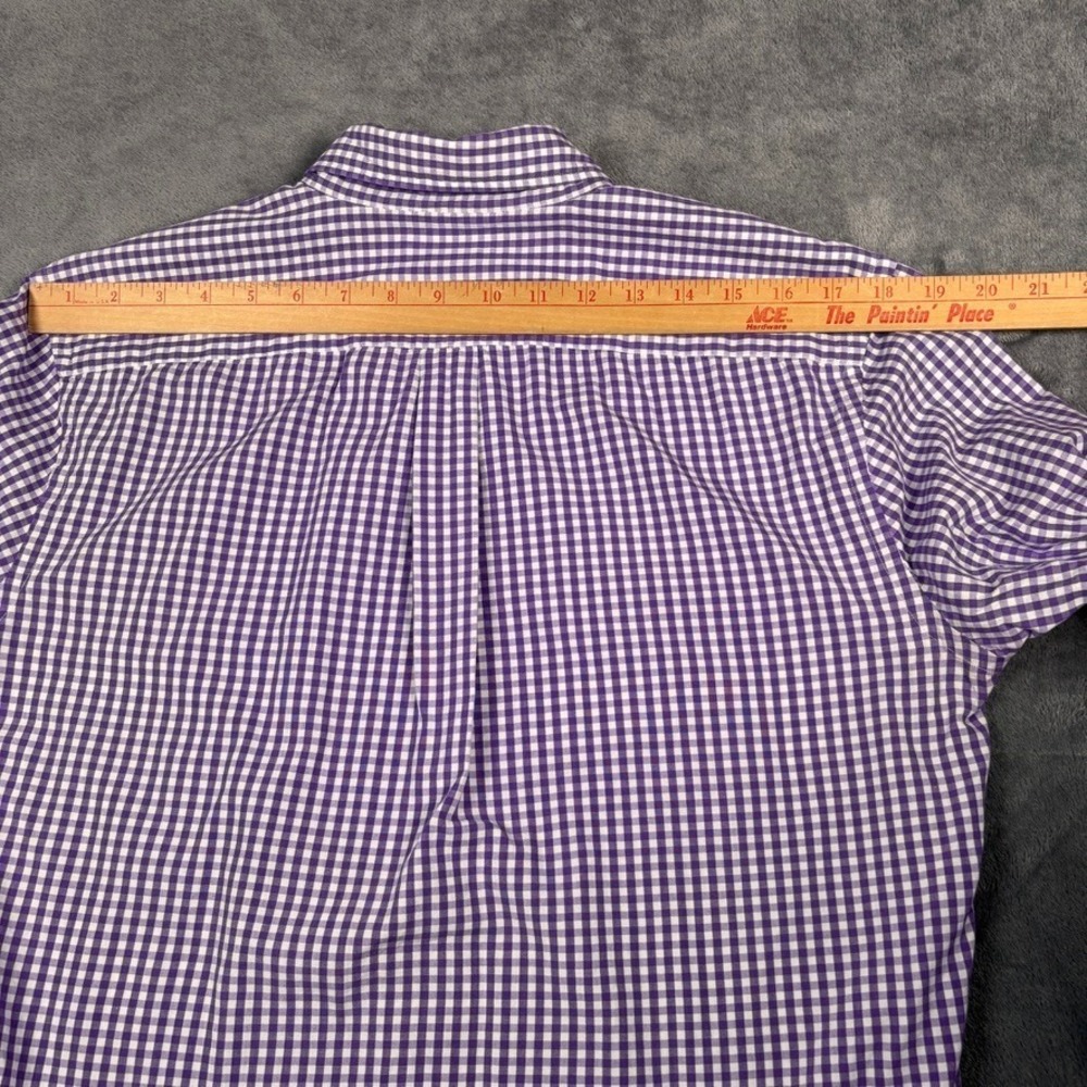 J Press Button Down Shirt Mens Medium Purple Gingham Check Cotton Long Sleeve - Picture 8 of 16